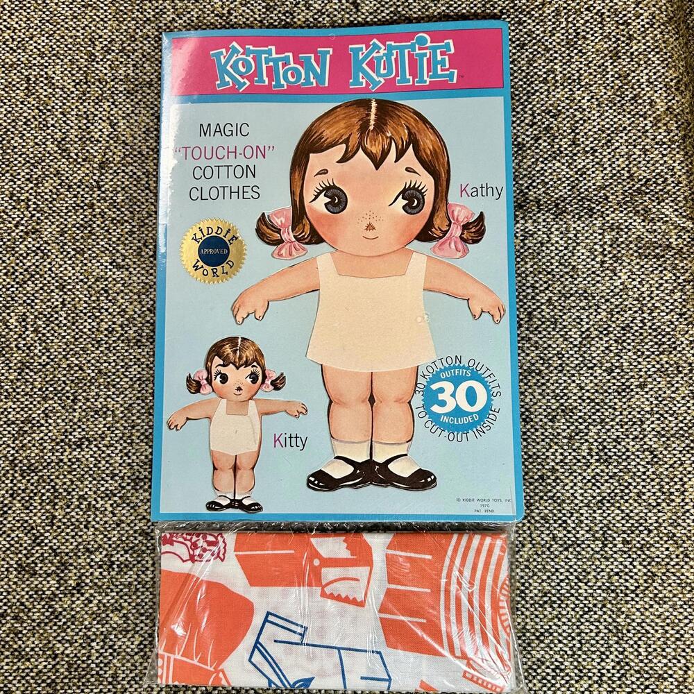 1970s Kotton Kutie Magic Touch-On Cotton Clothes‎ Paper Doll Unused